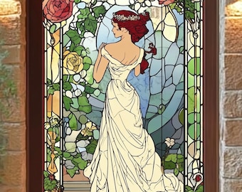 Alphonse Mucha - Topaz.1x Stained Glass and 1x Printing on