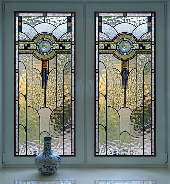 Vintage Stained Glass Window Film - PVC Self-Adhesive - Church Glass Style 40cm X 100/120cm