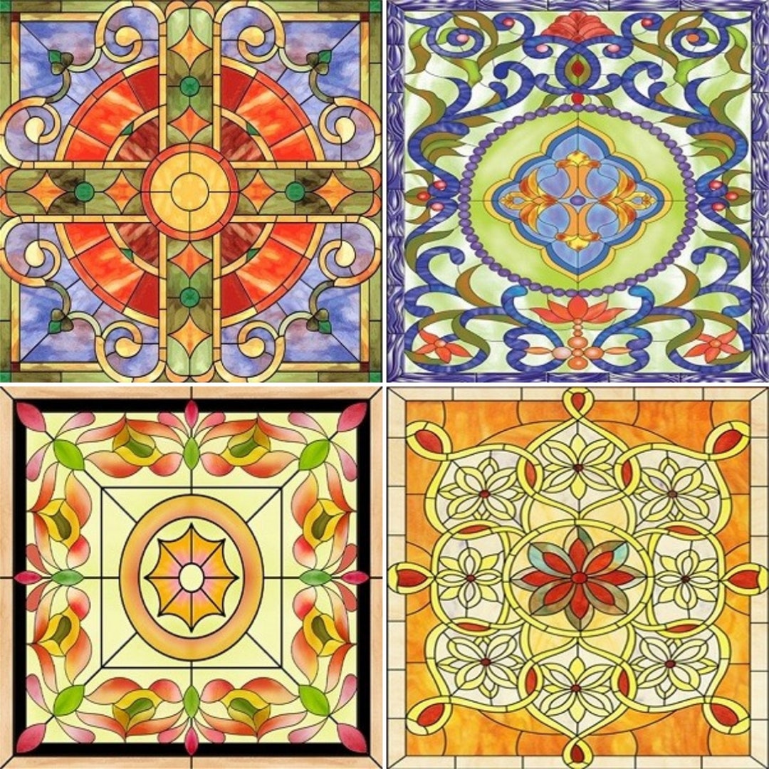 Customized Window Film Electrostatic Stained Glass Window Films Church Stained Glass Window