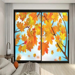 Benutzerdefinierte Größe Ahornblatt PVC Fensterfolie Frostglas Tür Dekor Sonnenblockierende Static Cling für Datenschutz und Stil