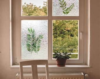 Frosted Window Film Customize Green Plants Art Decor Privacy Glass Film Non-Adhesive Films Film Stained Glass Home Decor Office Bathroom