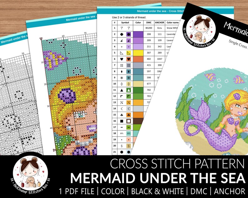 Cross Stitch Pattern | Fantasy Mermaid Purple Under the Sea | Maxanns ...