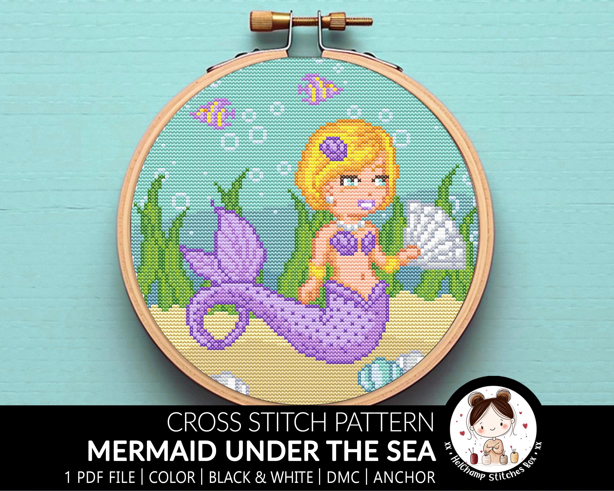 Cross Stitch Pattern | Fantasy Mermaid Purple Under the Sea | Maxanns ...