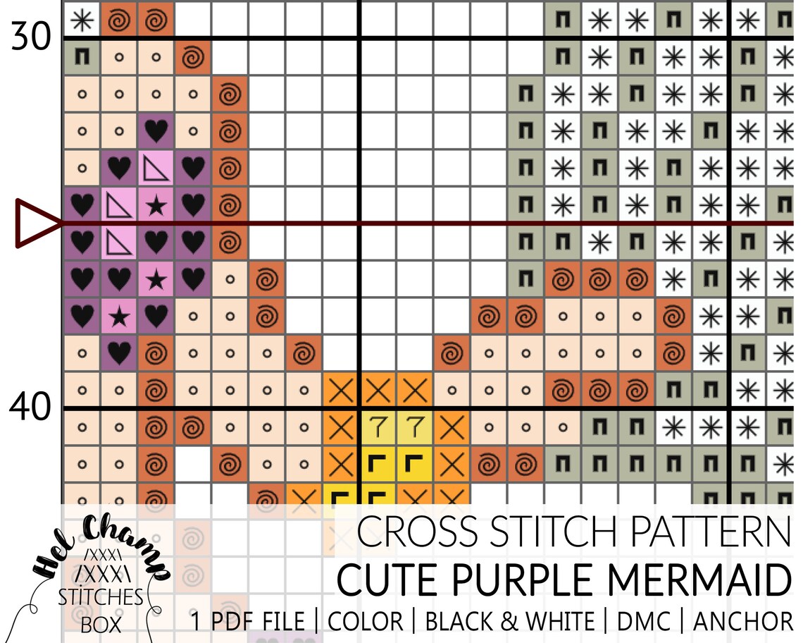 Cross Stitch Pattern | Fantasy Mermaid Purple Under the Sea | Maxanns ...
