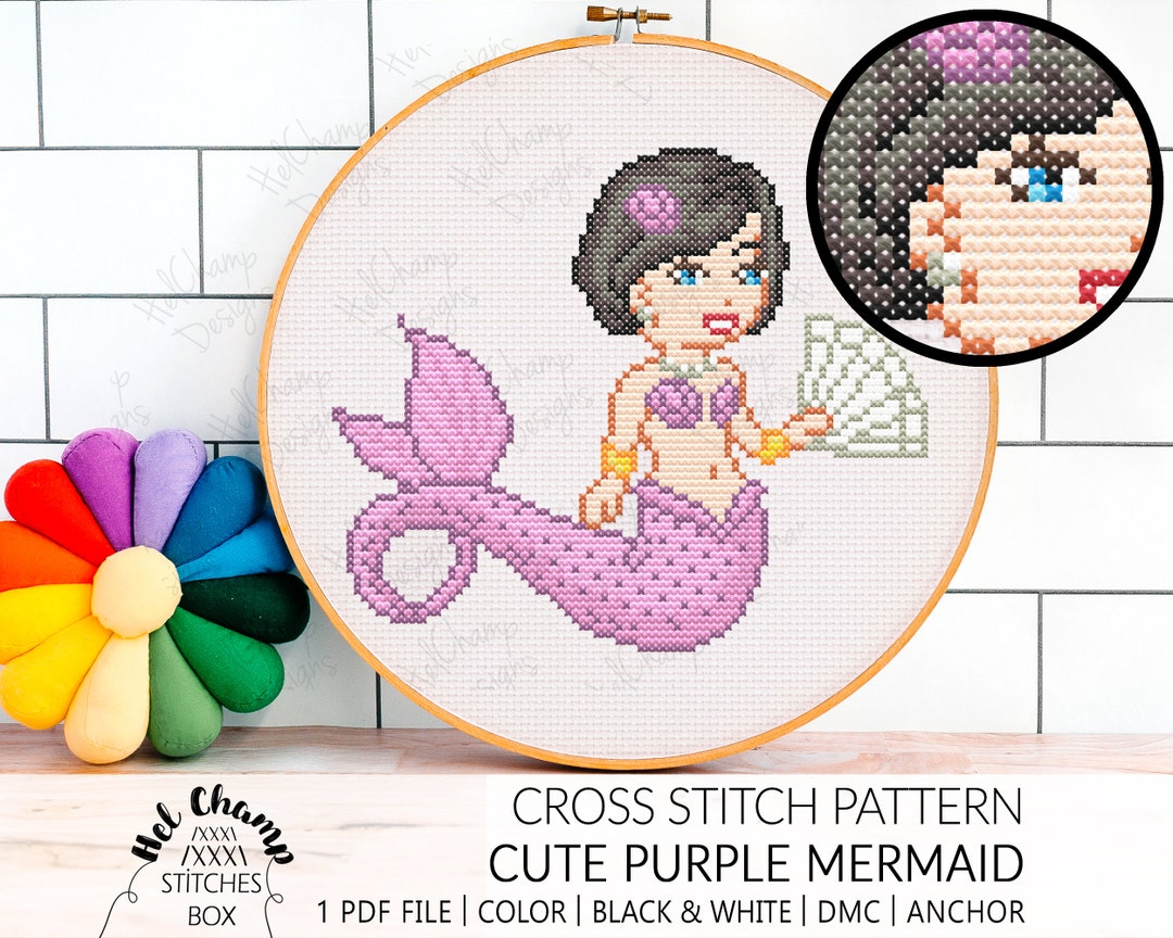 Cross Stitch Pattern | Fantasy Mermaid Purple Under the Sea | Maxanns ...