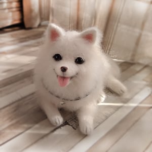 White Puppy Pomeranian gift for her gift for him cute lover kawaii miniature figurine stuffed plushies dog home decor dog fluffy puppy
