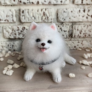 White Puppy Pomeranian gift for her gift for him cute lover kawaii miniature figurine stuffed plushies dog home decor dog fluffy puppy