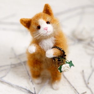 Tiny kitty Cat stuffed cat cute orange ginger kitten girlfriend gift plush gift home decor fluffy knitted cat gift for her birthday kawai image 1