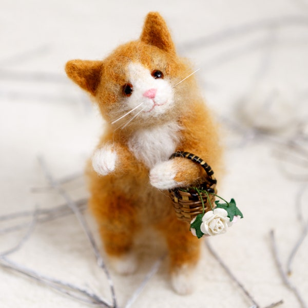 Minuscule chat chat en peluche chat mignon orange gingembre chaton petite amie cadeau peluche cadeau décoration maison moelleux tricoté cadeau de chat pour son anniversaire kawai
