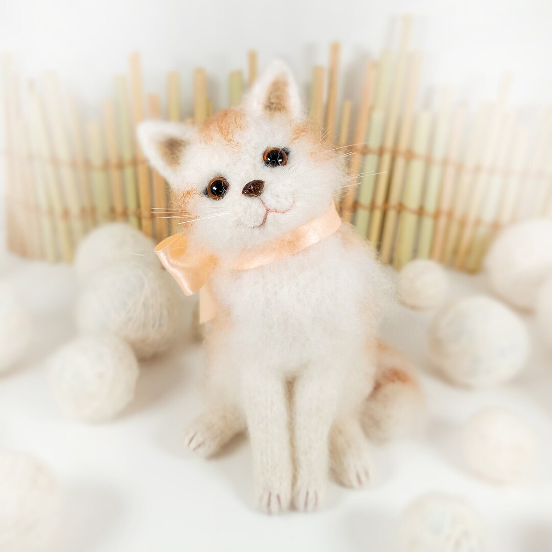 CuddleNest Merry Cat Soft Toy – Cute White Kitty Plush with Pink Heart & Bow main image 1