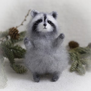 Knitted raccoon boyfriend gift cute gift for her home decor fluffy stuffed  kawaii doll miniature figurines animal soft sculpture handmade
