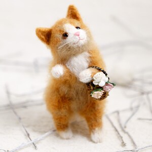 Tiny kitty Cat stuffed cat cute orange ginger kitten girlfriend gift plush gift home decor fluffy knitted cat gift for her birthday kawai image 3