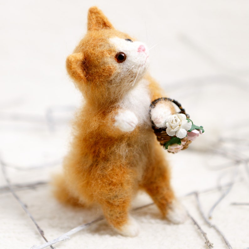 Tiny kitty Cat stuffed cat cute orange ginger kitten girlfriend gift plush gift home decor fluffy knitted cat gift for her birthday kawai image 2