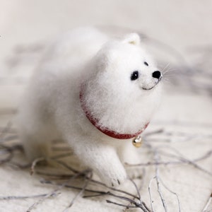 Puppy Samoyed gift for her gift for him cute lover kawaii miniature figurine stuffed plushies dog home decor dog siberian husky fluffy puppy