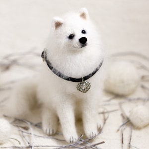 Samoyed fluffy knitted samoyed dog lover gift for her gift for him kawaii puppy dog plush white cute samoyed stuffed plushies home decor