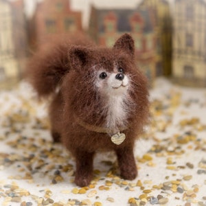 Chocolate Puppy Pomeranian gift for her gift for him cute Dog lover kawaii miniature figurine stuffed plushies dog home decor fluffy Spitz