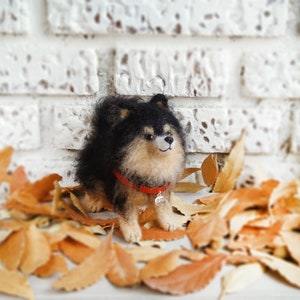 Puppy Pomeranian Toy Spitz gift for her gift for him cute kawaii miniature figurine stuffed plushies dog home decor fluffy black and tan
