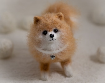 Puppy Pomeranian gift for her gift for him cute lover kawaii miniature figurine stuffed plushies dog home decor dog Ginger fluffy puppy