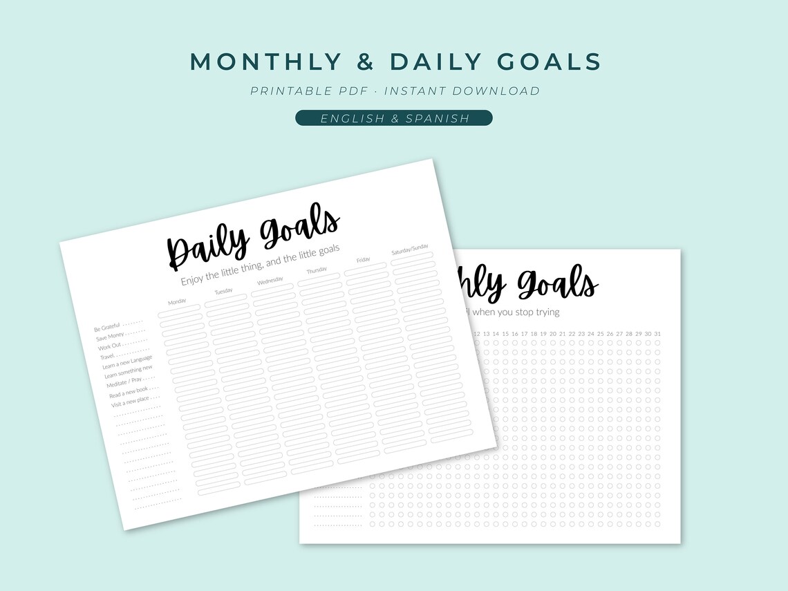 Daily and Monthly Planner Printable Minimalist PDF - Etsy
