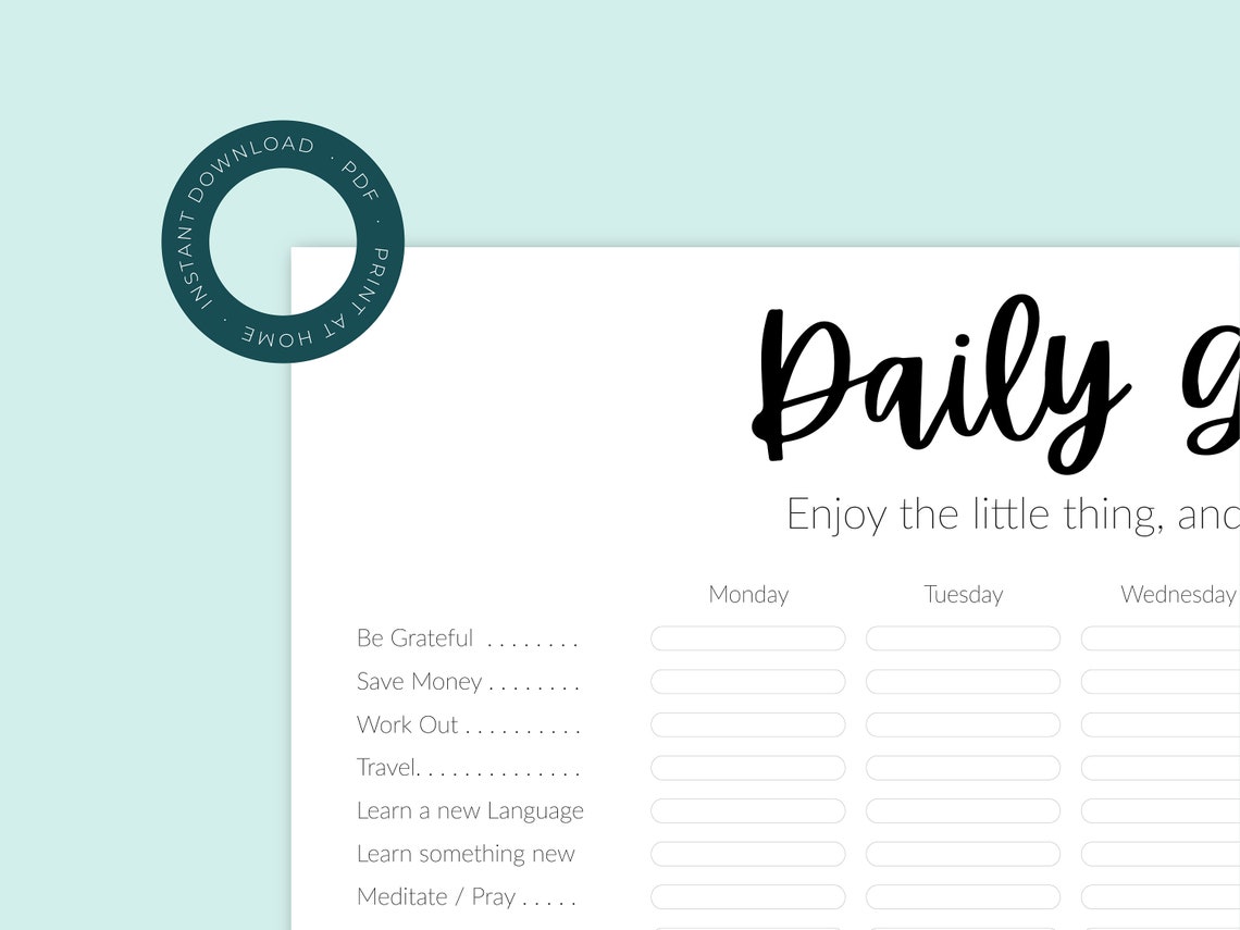 Monthly Daily Planner Printable