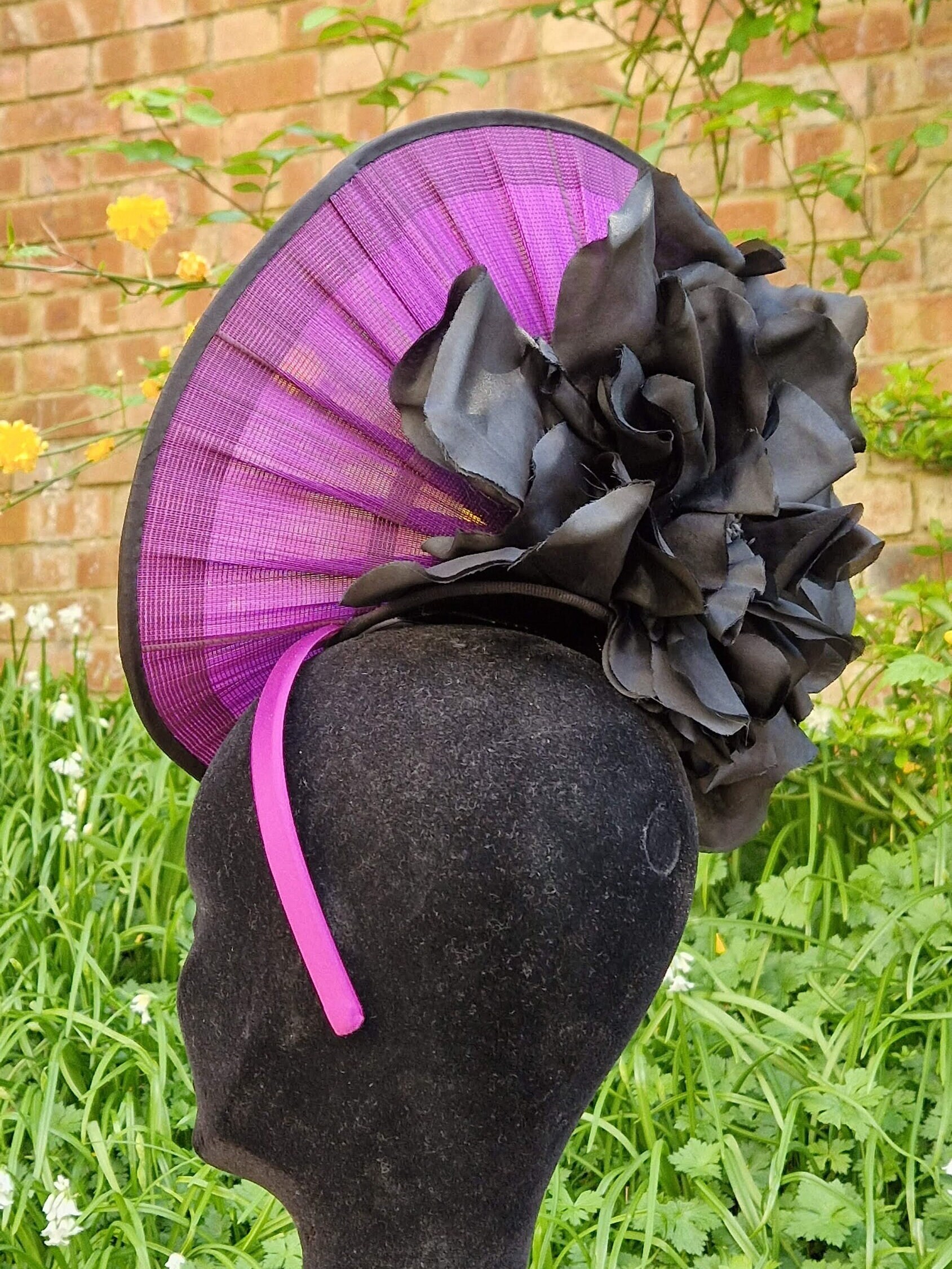 & Other Stories Purple and Black Fascinator Purple Feather Fascinator- Lady Amherst Pheasant Feathers  main image 2