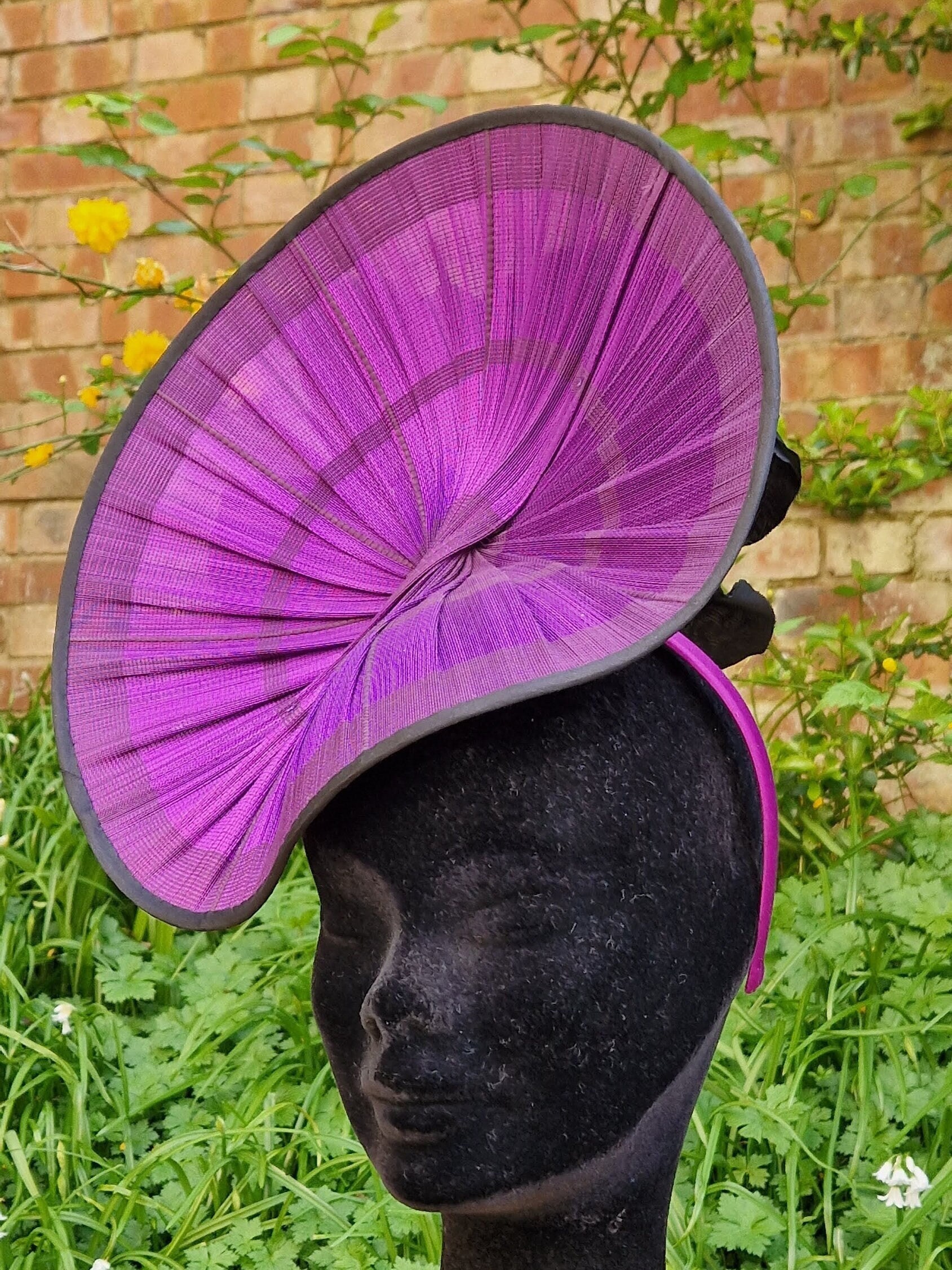 & Other Stories Purple and Black Fascinator Purple Feather Fascinator- Lady Amherst Pheasant Feathers  main image 3