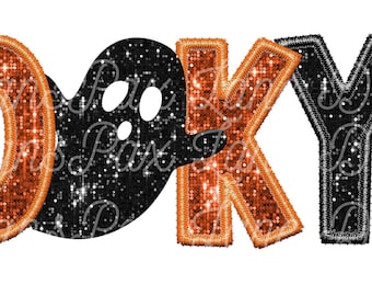 Glitter Spooky png, faux embroidery png, faux sequins, Preppy Halloween, Sequins Halloween png, Spooky vibes shirt png, glitter spooky