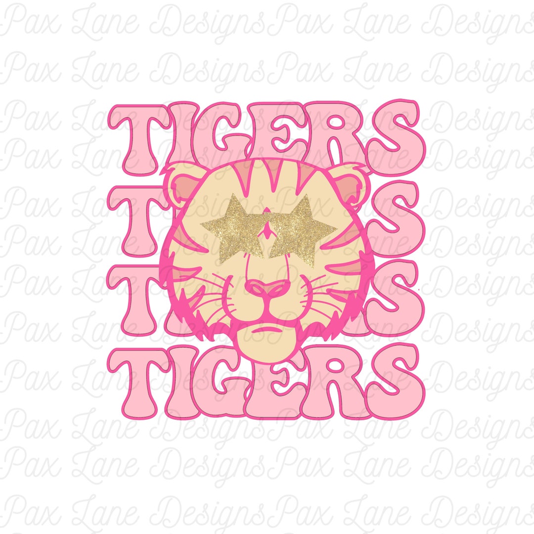 Preppy Pink Glitter Preppy Tigers Png Leopard Mascot Digital Etsy
