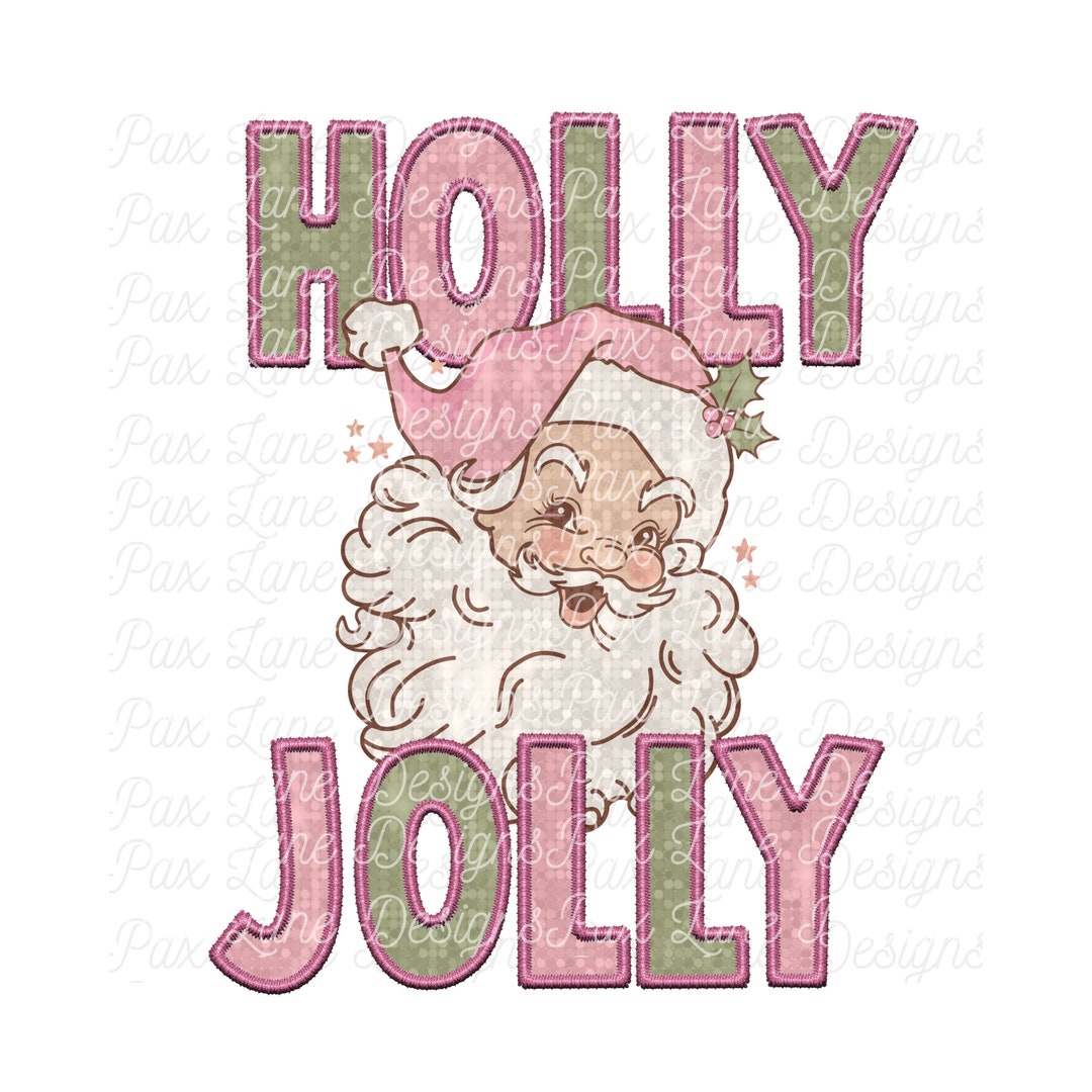 Retro Pink Santa Png, Faux Glitter, Digital Download, Pink Santa Claus ...