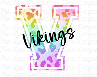 Preppy Vikings Mascot PNG, Digital Product, Back To School PNG, Teacher Shirt, hand drawn letters, Bright Neon Letters, Sublimation