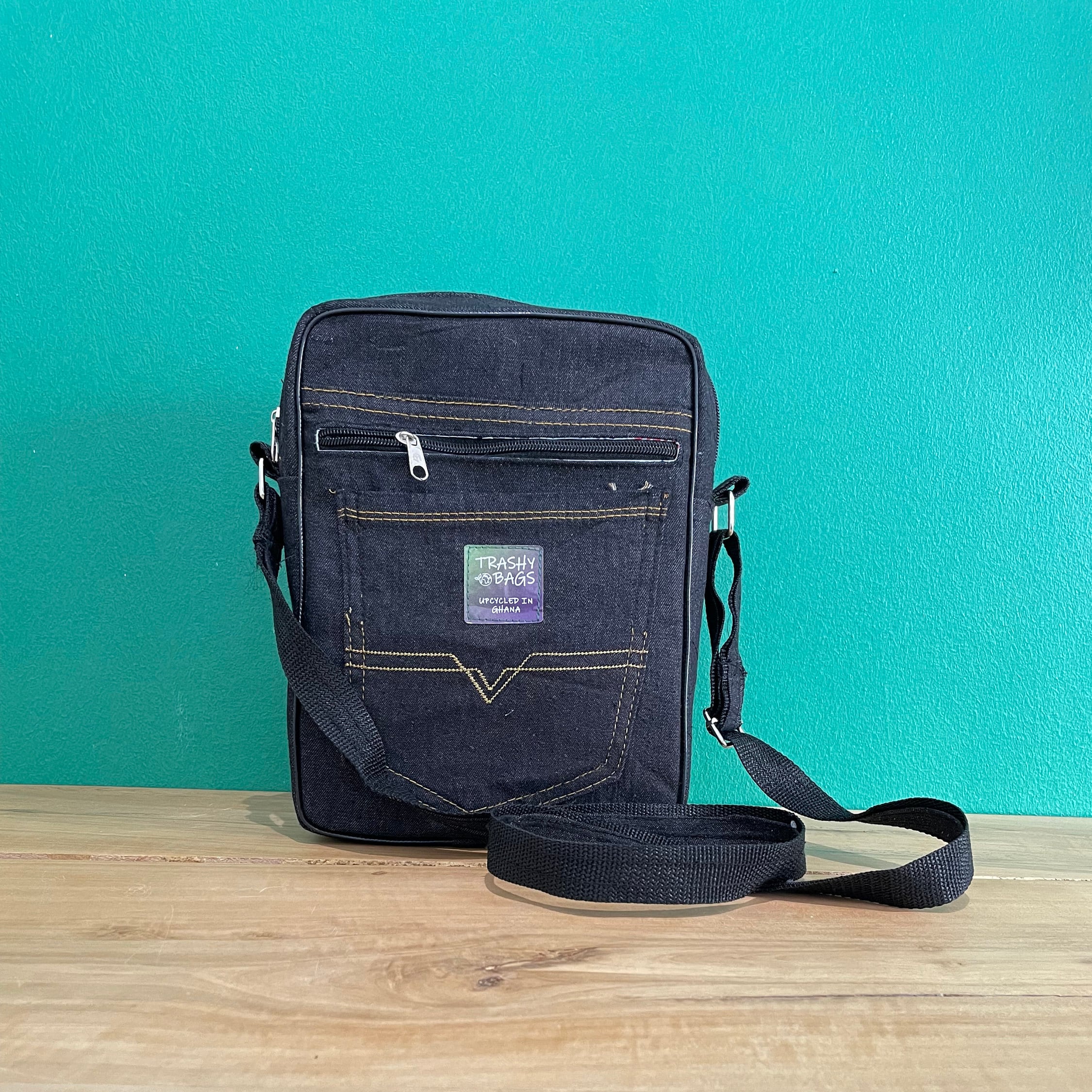 Recycled Denim Cross Body Side Bag Made From Jeans (ghana