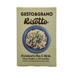 Gusto&Grano - Risotto de guisantes y hierbas del jardinero - Preparado en 20 minutos - Para 4 personas como acompañamiento o 2 como plato principal - 240 g - Sin gluten