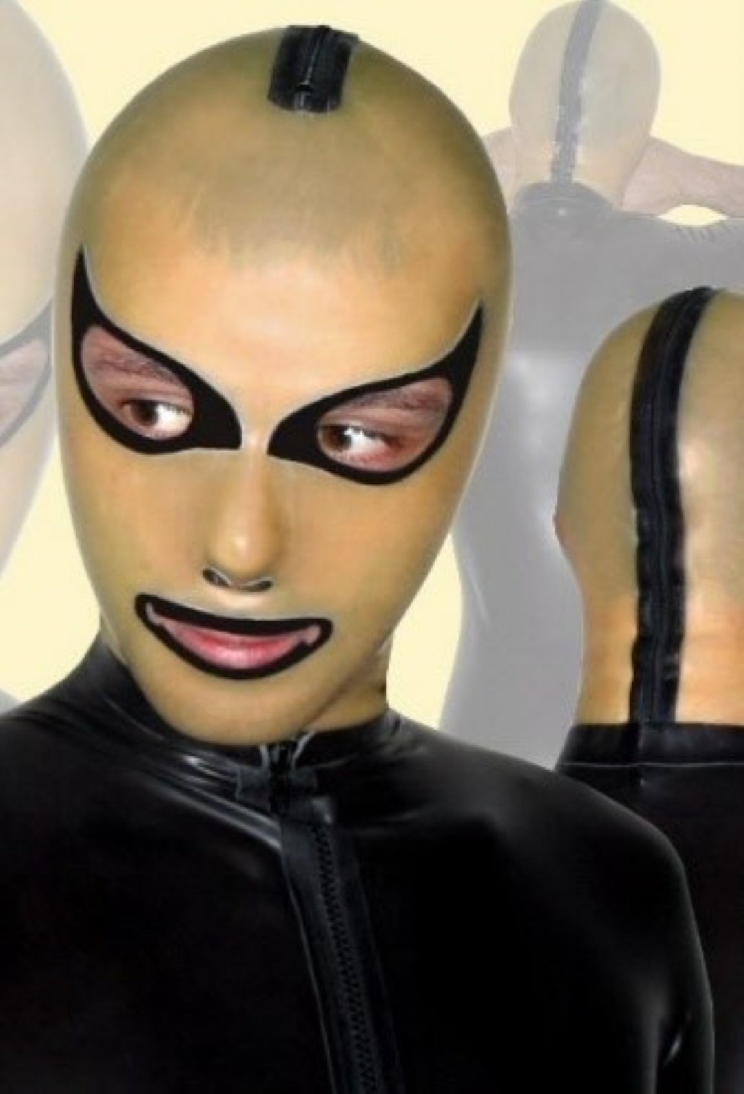 Latex Panelled Hood With Cats Eyes and Rear Zipper Etsy