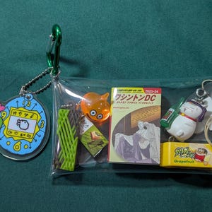 Japanese Mini Snacks, Tamagochi, game characters  in Acrylic Carabiner Pouch Gashapon Gacha Capsule Toys Mini from Japan Set