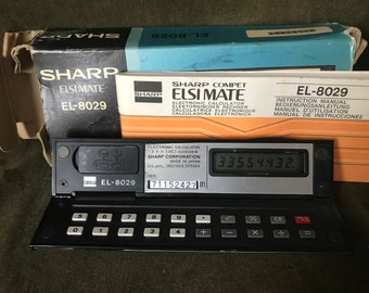 Sharp Elsi Mate EL-8029 Vintage Calculator with Original Box -- Works!