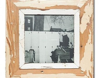 Reclaimed wood picture frame - A4 square | Vintage, rustic | with glass pane | Unique piece | Recycled construction timber | Handmade in Cape Town, South Africa