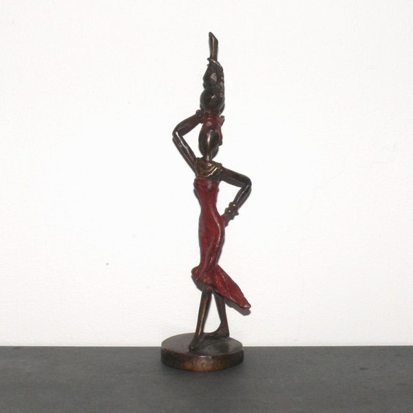 African bronze figure small sculpture | Burkina Faso | Woman ladies figure bronze figure statue decoration collector's item gift | 21 cm | Unique