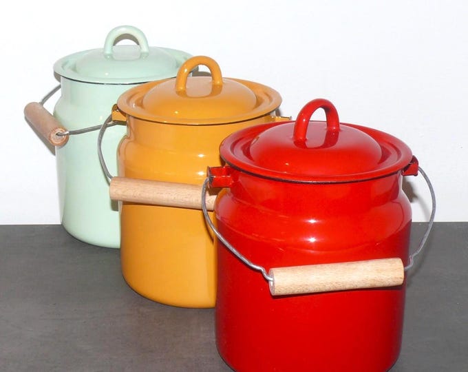 Enamel carrying jug | 3.3 liters | a touch of vintage and nostalgia | milk can, compost bin for organic waste, decorative item | Origin: Ukraine