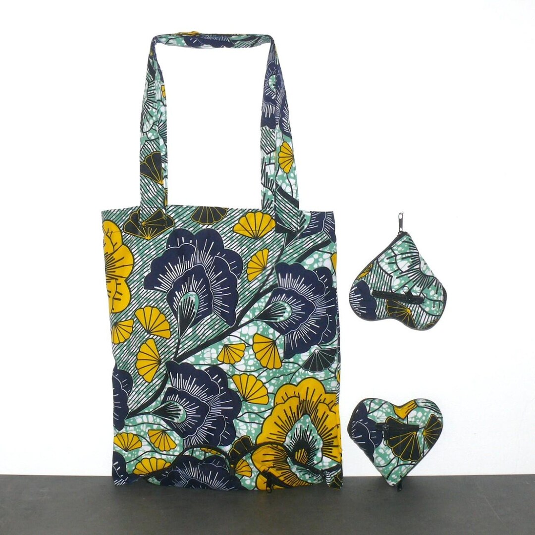 アフリカンワックスプリント生地を使用した、ハート型の折りたたみ式