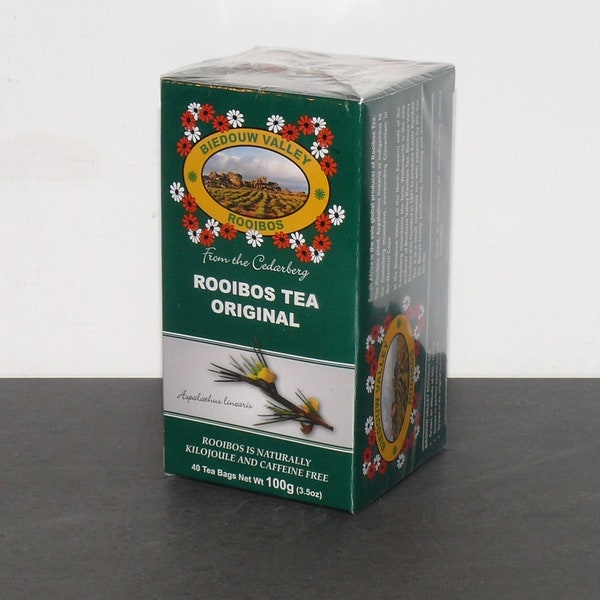 Thé Rooibos Biedouwvalley Original | sans caféine | sans additifs ni arômes artificiels | corsé et doux | 40 sachets chacun de 2,5 g [100 g]