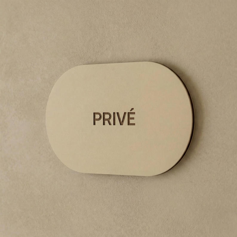 Prive Signs Privé (FR) Door Sign – Sandstone Plaque, Engraved Minimalist Design ...