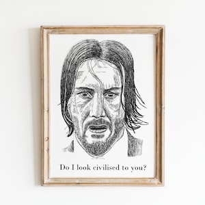 John Wick, Keanu Reeves portrait wall art print unframed