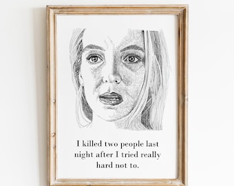 Impresión artística de pared con el retrato de Jodie Comer, Villanelle, Killing Eve, sin marco
