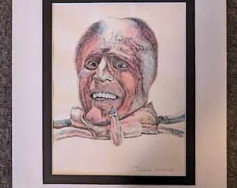 Tony Harrison, The Mighty Boosh wall art ORIGINAL DRAWING, mounted