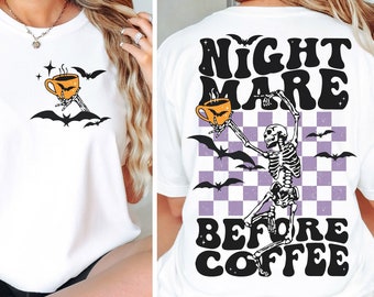 ダンシングスケルトンコーヒーレトロハロウィンSVG、PNG、EPS（デジタルダウンロード）