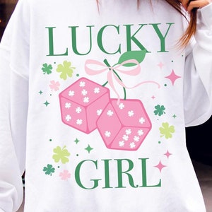 Lucky Girl Shamrock png, Kokette Glückswürfel, St Patricks Day svg, Sublimation, Shamrock svg, Klee svg, Trinkshirt, Lucky Shirt png