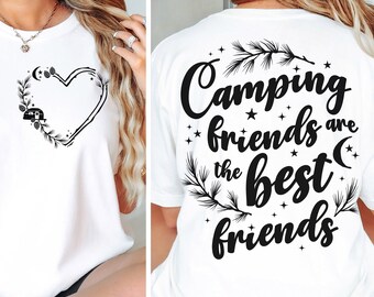 キャンプ友達クリップアート、キャンプ SVG バンドル、キャンパー SVG、女子旅 SVG、キャンプライフ SVG、湖畔生活 SVG、キャンプファイヤー SVG PNG、キャンプモード PNG