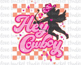Cupido Vaquero PNG SVG, Sublimación de San Valentín Occidental