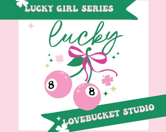 Lucky Eight Ball Shamrock PNG, Coquette St Patricks Day SVG (digitale download)