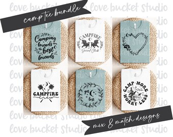 Camping Tee SVG PNG Bundle, Lagerfeuer Club Designs (Digitaler Download)